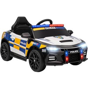AIYAPLAY Macchina Elettrica della Polizia per Bambini 3-5 Anni con Sirena e Luci 12V 3-7 km/h Auto Elettrica per Bambini con 2 Motori, Sospensioni, Telecomando, USB, MP3, Musica e Clacson, Multicolore