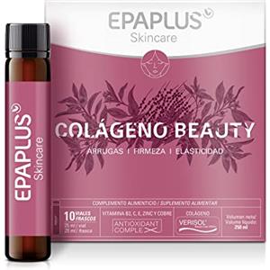 EPAPLUS Skincare Collagene Bellezza, 10 ampolle/25 ml, Verisol Collagene, Tè verde, Fiori d'arancio, Bacche di Açai, Rughe, Compattezza, Elasticità, Sapore di Frutto della Passione