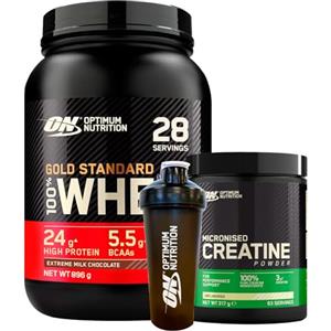 Optimum Nutrition Gold Standard 100% Whey Proteine Polvere Cioccolato al Latte 896g + Micronised Creatine Powder Creatina 317g + BORSONE + BORRACCIA