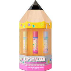 Lip Smacker, Back to School Collection, Pencil Box Lip Smacker Trio, 3 Pezzi Set Balsamo Labbra, Set Regalo a Tema "Ritorno a Scuola" in Simpatica onfezione a Forma di Matita, Burrocacao per Bambini