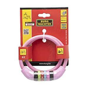 BURG-WÄCHTER Lucchetto da Bici per Bambini con Combinazione Numerica, 210 C 65 Kids, Acciaio, Rosa