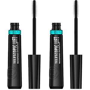 L'Oreal Paris L'Oréal Paris Telescopic Lift Waterproof Mascara Allungante Volumizzante Formula Vegana Texture Leggera Contro Grumi Sbavature per Tutti i Tipi di Ciglia Colore Nero - Set da 2
