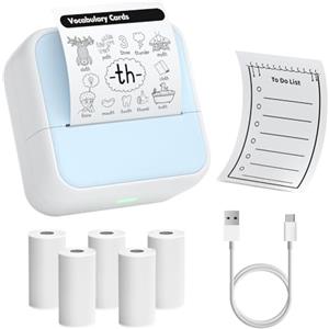 OFFCUP Mini Stampante Fotografica, Mini Stampante Termica, Stampante Bluetooth Wireless, Mini Stampante Portatile Adatto per iOS e Android per Foto Note Diario Elenco Memo -Blu