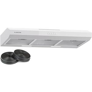 Klarstein Contempo 90 Cappa Aspirante da Incasso, 90cm Cappa per Cucina con Frontale in Vetro Acrilico, 200 m³/h, LED, Filtri ai Carboni Attivi, Bianco, Efficienza Energetica C