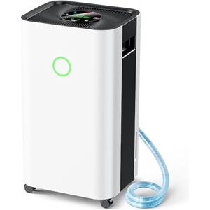 zropeao Deumidificatore Casa Muffa 15L/24h, Deumidificatore Portatile e Silenzioso Dehumidifier con 3 Modalità di Lavoro, Timer 24 Ore, Sbrinamento Automatico per Armadio Bagno Lavanderia,Bianco brillante