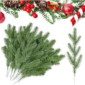 LPAMABA 30 Rami di Pino Artificiale di Natale, Rami di Pino Finti Decorativi Circa 30 cm, Ramo di Abete Natalizio per L'artigianato, Aghi Pino Artificiale per Fai da te Ghirlanda (Verde)