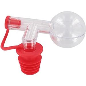 Fackelmann 004032 Dosatore per alcool, palla dosatrice per alcool, beccuccio dosatore per bottiglia, tappo dosatore 2,5 cl, plastica, rosso, 9 x 7 cm
