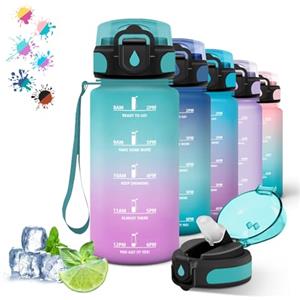 Grsta Borraccia, 500ml Borraccia Bambini, Borraccia con Cannuccia Senza Perdite, Borraccia Motivazionale con Scala Temporale, Borraccia Scuola per Ragazze, Borraccia per Scuole, Campeggio, Viaggio, Corsa