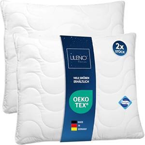 LILENO HOME Cuscino 80 x 80 cm [set da 2 pezzi] - perfetto per piumone 135 x 200 cm - cuscino da letto resistente fino a 95 °C e attrezzature antibatteriche - cuscino anallergico come cuscino