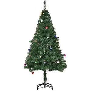Outsunny HOMCOM Albero di Natale 150cm con 420 Rami in PVC Ignifughi, Albero di Natale con Decorazioni e Rami Folti, Verde