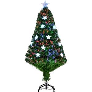 HOMCOM Albero di Natale artificiale 120cm in fibra ottica con 16 luci LED a forma di stella foltissimo