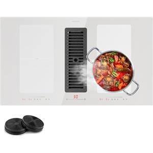 Klarstein - Piano cottura con cappa integrata, piano cottura 2 in 1 con cappa integrata per cucina a isola, piano cottura con cappa, flusso d'aria di 391 m³/ora, Touch, classe energetica A+
