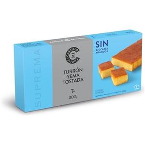 Castillo de Jijona - Torrone Yema Tostada Senza Zucchero 200gr - Torrone Senza Zucchero - Morbido e Cremoso - Senza Glutine - Qualità Suprema - Ricetta Artigianale - Prodotto in Spagna (Jijona)