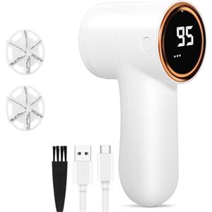 Cozary Levapelucchi Elettrico, Display Digitale LED, 5 Velocità Regolabili, Spazzola a 6 Lame, con Spazzola e Lame di Ricambio, Levapelucchi Ricaricabile per Abbigliamento, Lana, Maglioni, Tessuti