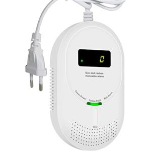 Scondaor 2-en-1 Rilevatore di Gas e Monossido di Carbonio con Display LCD - Alimentazione a Rete Elettrica, Certificato EN 50291 e EN 50194, Rileva Gas Combustibili (Metano e GPL) e CO, 1 Pezzi