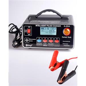 Etrogo Caricabatteria Auto 12V 24V 20A 400W Lithium,LiFePO4,(AGM/Gel/SLA),Caricatore Intelligente con Funzione di Rilevamento Automatico con Schermo LCD con Avviatore