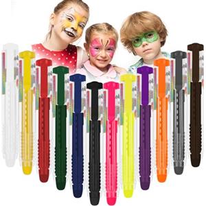 AOOWU Face Body Paint, 12 Colori Matite Trucco per Viso e Corpo, Professional Pittura Corpo Kit, Pittura Corpo Sicuro e Non Tossico per Feste di Compleanno, Cosplay, Halloween e Natale