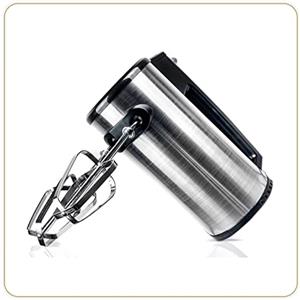 LITTLE BALANCE 8460 Elegance Inox 400, Sbattitore Elettrico, 2 Fruste e 2 Ganci per impastare, 400 W, Inox