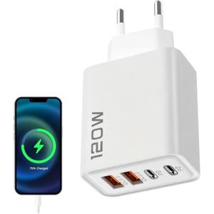 Generico Spine da Muro | Blocco Di Ricarica Rapida,120W Caricatore con Porte Tipo C USB per Telefono Casa Auto Tablet PC Portatile Viaggio