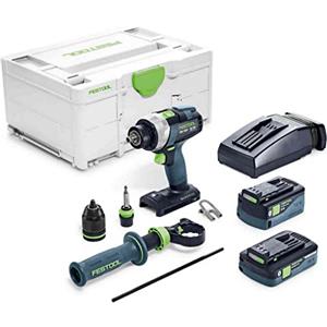 Festool Trapano avvitatore a batteria QUADRIVE TDC 18/4 5,0/4,0 I-Plus - Potente, 4 velocità, foratura fino a 70 mm e avvitamento con viti fino a 10x300 mm