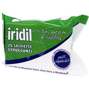 Montefarmaco Iridil Salviette Struccanti 25 Pezzi - Con Olio di Mandorle Dolci e Aloe Vera, Ideali per Pelli Delicate