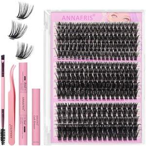 ANNAFRIS Ciglia Finte Ciuffetti Kit 60D+80D+100D Ciglia Finte Naturali D Curl 10-18mm DIY Extension Ciglia Fai da te Cluster Lashes(60D+80D+100D)