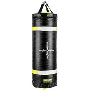 KLAR FIT Klarfit Maxxmma A Sacco da boxe Power Bag Uppercut Bag Riempimento acqua / aria a sospensione (33 x 155 cm (ØxL), da 35 a 55 litri, impugnature per uso come Powerbag, pompa per aria) nera / gialla
