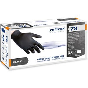 REFLEXX Guanti Nitrile R78 Taglia L - Monouso Certificati, Senza Polvere, 100% Latex Free, Colore Nero