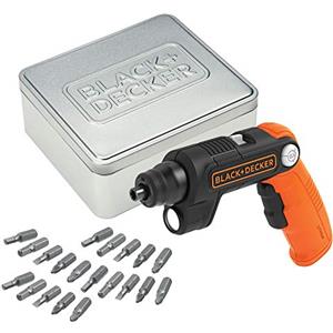 BLACK+DECKER, Avvitatore con batteria al litio 3,6 V con 20 accessori e scatola. BDCSFL20AT-QW