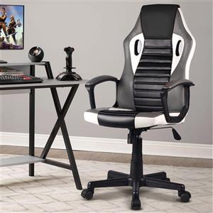 BAKAJI Poltrona Gaming Ergonomica in Eco Pelle Regolabile e Girevole per Ufficio e Casa - Grigio