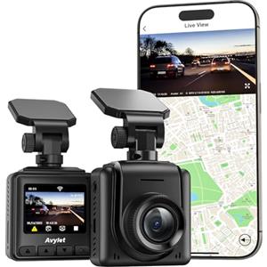 Avylet 2K Dash Cam Wi-Fi,Telecamera per Auto Mini con APP,Supporta il Modulo GPS Esterno,Grandangolare di 170°,Visione Notturna,24H Monitor di Parcheggio,Rilevamento di Movimento,G-Sensor, Schermo IPS
