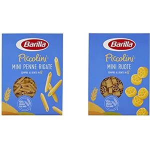 Barilla Pasta Mini Penne Rigate Piccolini, Pasta Corta di Semola di Grano Duro 100% Italiano, 500 gr & Pasta Mini Ruote Piccolini, Pasta Corta di Semola di Grano Duro 100% Italiano, 500 gr