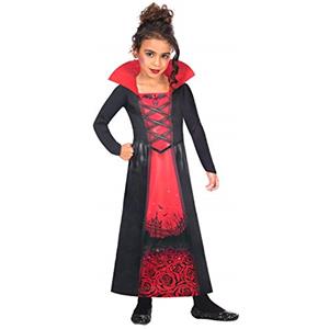amscan Costume Vampira in Materiali Riciclati e Sostenibili, per Bambina, Multicolore, 10-12 Anni