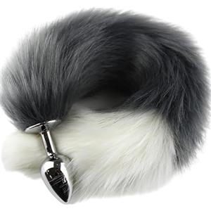 QUEEN'S STORY Plug con coda di volpe, plug in acciaio inossidabile con coda di volpe, plug anale erotico con coda di volpe, cosplay, sex toy per donne e uomini, sex toy SM, plug per donne con coda