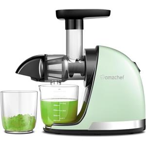 AMZCHEF Estrattore di Succo a Freddo AMZCHEF - Estrattore Silenzioso con Funzione Inversa per Frutta e Verdura | Include Brocca e Spazzola di Pulizia (150 W, verde)