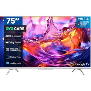 Metz Smart TV, MUD7000Z, 75"(189 cm), Direct LED 4K UHD, Google TV, HDR, Sottile, Moderno, Nero