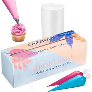 Carehabi Sacchetti monouso per Piping, Sacchetti monouso per Piping 110 Pezzi 47x23cm Set di Sacchetti monouso per Piping per la Cottura, la Decorazione di Torte e la Cottura di Biscotti