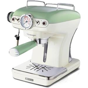 Ariete 1389 Macchina da Caffè Espresso di Design - per Polvere e cialde ESE - filtro 1 e 2 tazze - Montalatte - 850 Watt - Linea Vintage - Verde