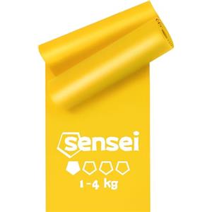 SENSEI® Fascia Elastica Fitness (1-4 kg) - Elastico Lungo 200 cm Giallo Leggero per Fisioterapia, Yoga e Pilates - Banda per Riabilitazione