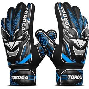 TOROGA Guanti da portiere calcio per ragazzi, bambini e giovani, guanti da portiere con palmo imbottito in lattice da 4mm, protezione e presa super, guanti da portiere (Giallo fluorescente, 7)