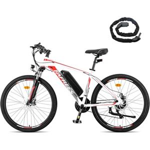Fafrees Bici Elettrica, Bicicletta Elettrica Uomo, 21 Velocità Mountain Bike Elettrica 26 Pollici, 36V 13Ah Ebike da Città Donna 250W, Pedalata Assistita 100KM MTB, Hailong Bianco Upgrade