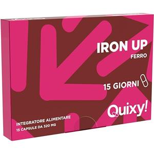 Quixy Iron Up - Integratore Energia e Stanchezza con Ferro Bisglicinato, Vitamina C, B12 e Acido Folico - Recupero, Ciclo, Affaticamento Mentale e Fisico - 15 Capsule Made in Italy
