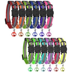 GingerUPer 12PCS Collare Gatto Riflettenti,Collari per Gatti Antistrozzo con Campanellino,Regolabile 20-34 cm,Sicuro,Nylon, Accessori Animali Domestic (strip)
