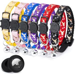 GingerUPer 8PCS Airtag Collare Gatto Riflettenti,Collari per Gatti Antistrozzo con Campanellino,Regolabile 21-35 cm,Sicuro,Nylon, Accessori Animali Domestic