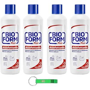Beni Culinari 4 X Bioform Plus Detergente Igiene per pavimenti - Detersivo igienico particolarmente adatto per l'igiene del pavimento 1000 ml + portachiavi Beni Culinari