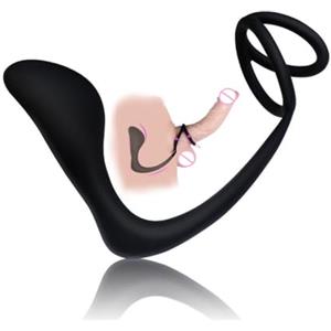 OnundOn Plug anale 3 in 1 con anello per pene e anello per testicoli, in silicone, ultra pene, plug anale e anello per testicoli per l'uomo, stimolazione della prostata, uomini estremamente analtoys