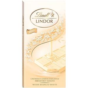 Lindt LINDOR Tavoletta di Cioccolato Bianco con Ripieno al Cioccolato Bianco, formato 100g