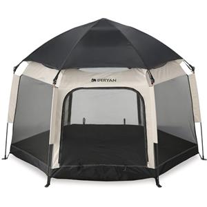 DERYAN Up-To-Go Pop-Up Lettino da viaggio e box per bambini - Tenda da spiaggia portatile per neonati e bambini - Pieghevole con materasso e borsa per il trasporto - sabbia