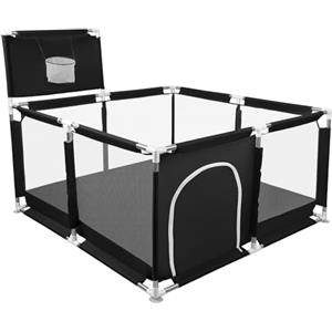 HUOLE Box per Bambini con Succhiatori, Versione potenziata 2025 Recinto per Baby Tessuto Oxford 300D, Centro Attività per Bambini, Facile da Montare e da Pulire-126 * 126 * 66 cm - Nero