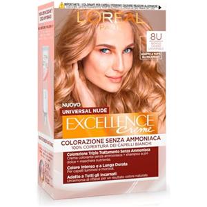 L'Oreal Paris L'Oréal Paris Colorazione Excellence Universal Nude, Senza Ammoniaca, Con Riflesso Universale, Colore Intenso a Lunga Tenuta, Biondo Chiaro 8u